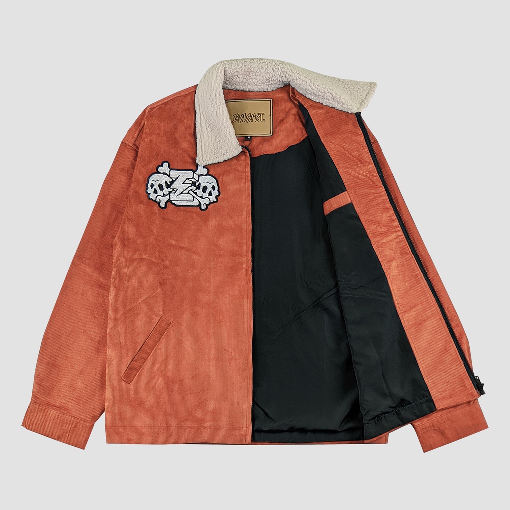 EVILSPIRIT JACKET CORDUROY - THE SKULL LOGO ORANGE UNISEX