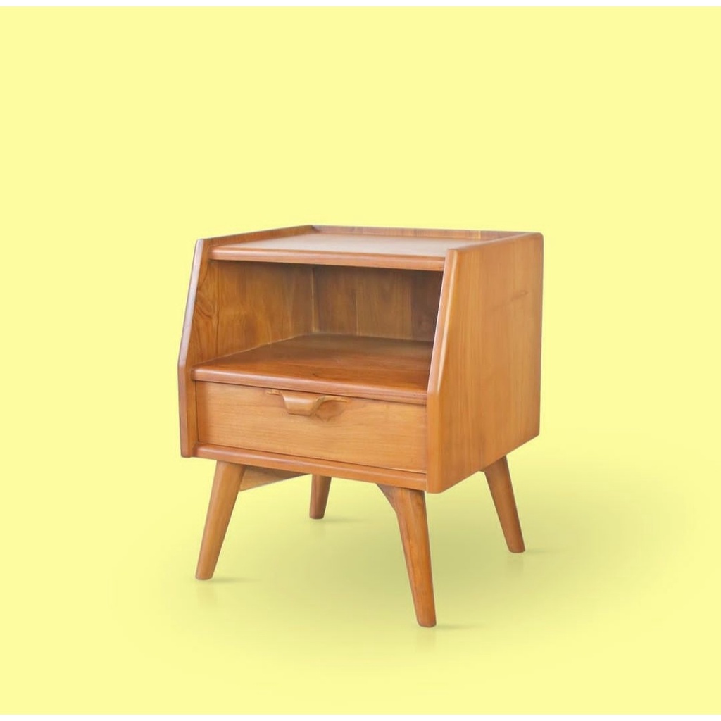 Bedside Meja Nakas Kayu Jati Style Vintage Minimalis Meja Sudut Kamar Tidur