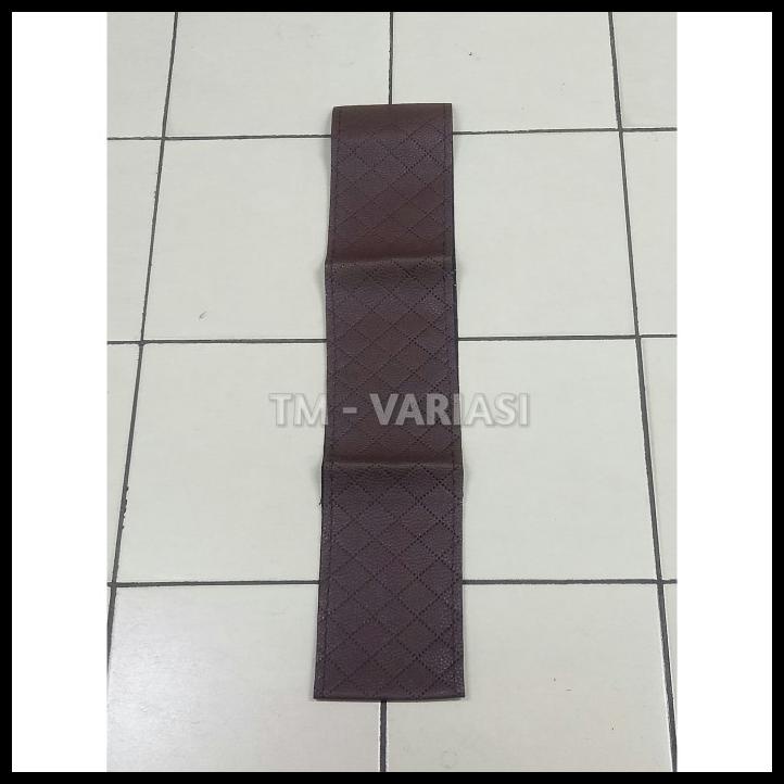 Sarung Stir Kulit Cover Stir Mobil Coklat Motif Kotak Model Jahit