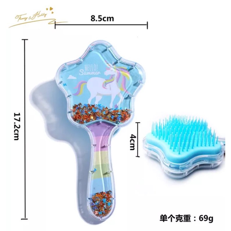 SISIR DETANGLING HAIR BRUSH / SISIR PIJAT KEPALA / SISIR KESEHATAN / SISIR ANTI KUSUT GLITTER