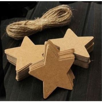 Paper Hang Tags - Star Shape Blank Tag Kraft Dia.6cm (10pcs)