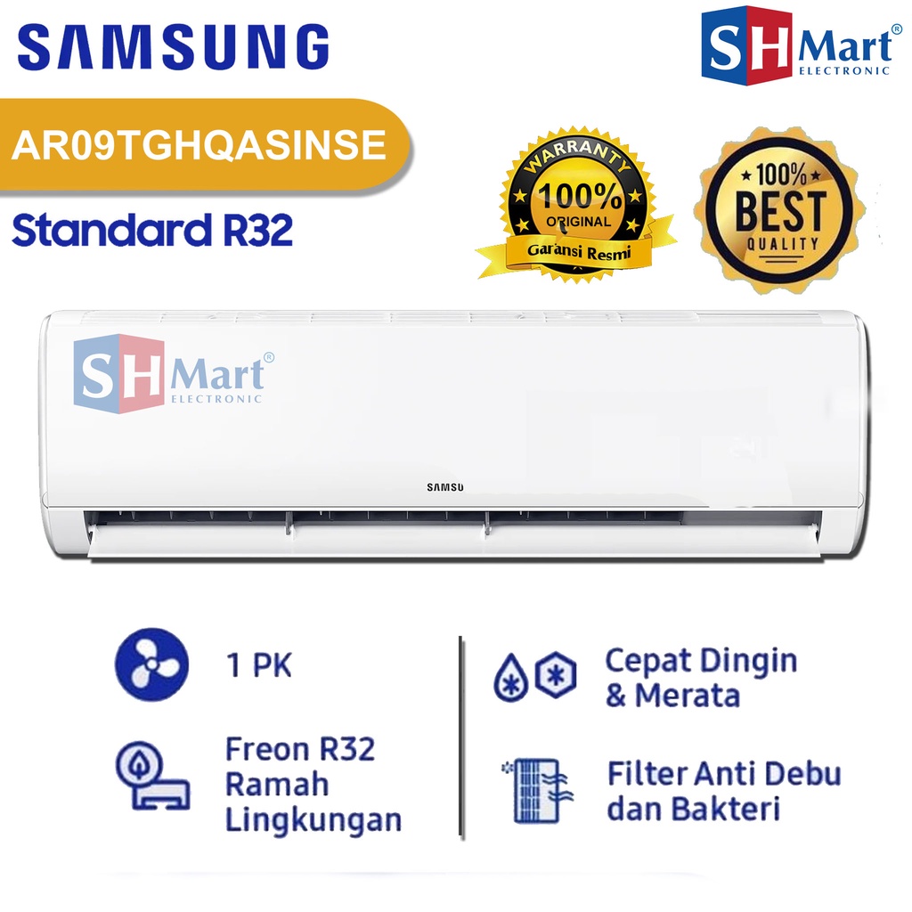 AC SAMSUNG 1 PK STANDART AR09TGHQASINSE FREON R32 AR09TGH GARANSI RESMI (MEDAN)