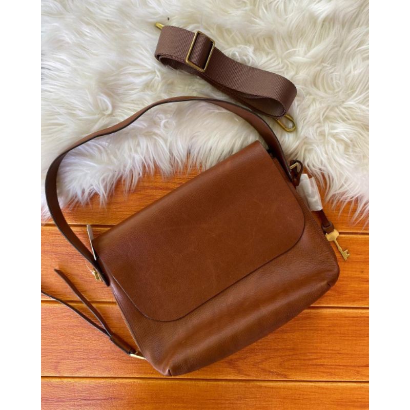Fossil maya flap large crossbody brown