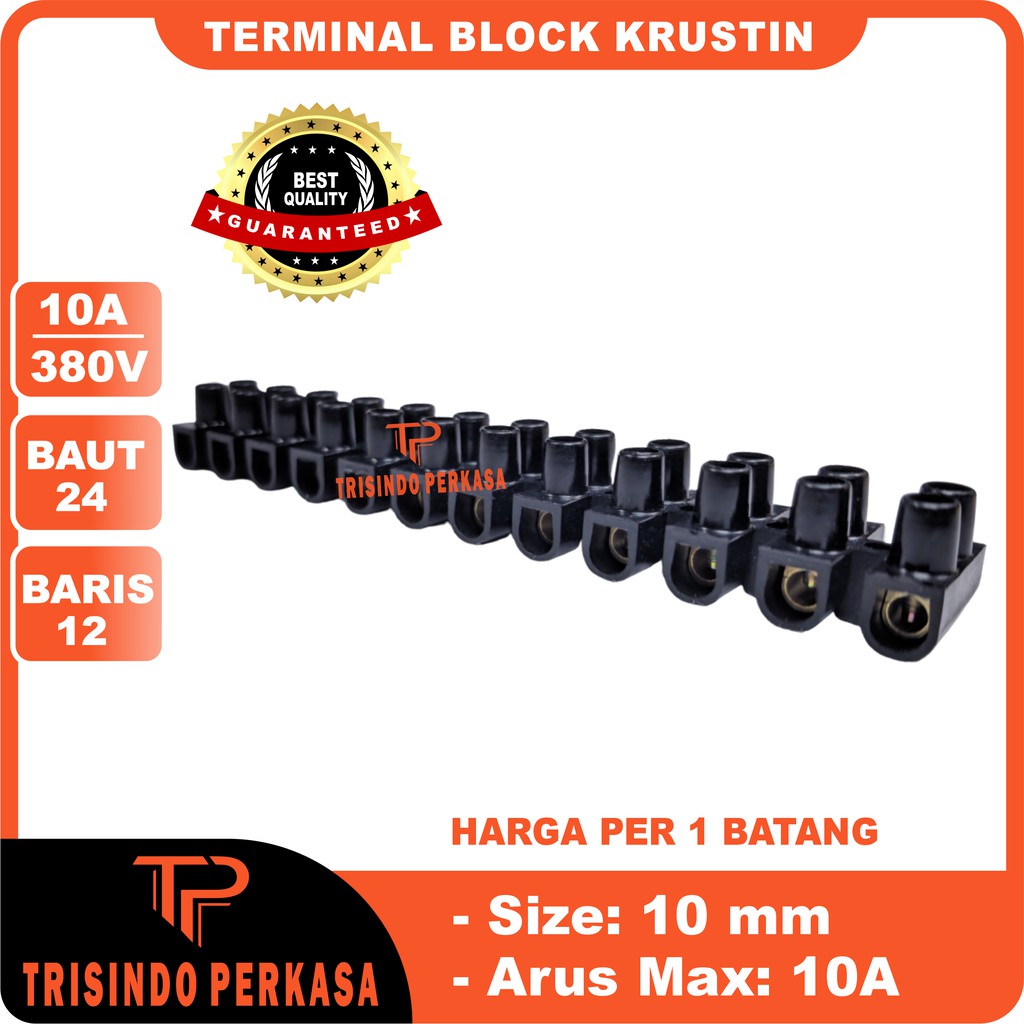 Terminal Krustin 10mm 10A 10Ampere Hitam Klustin Blok