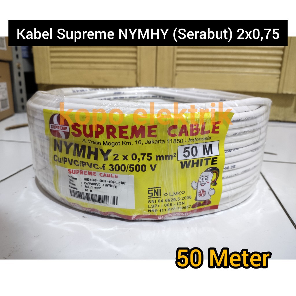 Kabel Supreme Serabut 2x0.75 NYMHY 2x0,75