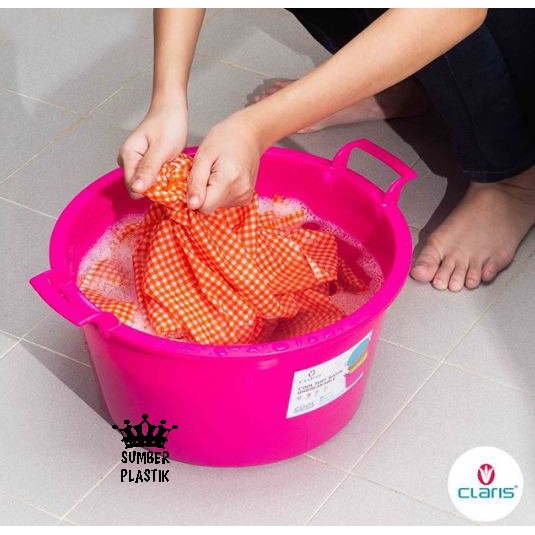 khusus GOJEK Claris 3252 Baskom Air Ember Bak Cuci Plastik Anti Pecah Tuff Unbreakable 18 Liter