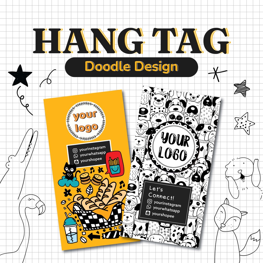 

Hang Tag 1 SISI [Doodle Edition] Thank You Terima Kasih Blank Custom Unik Lucu Cetak Lexis Print Murah