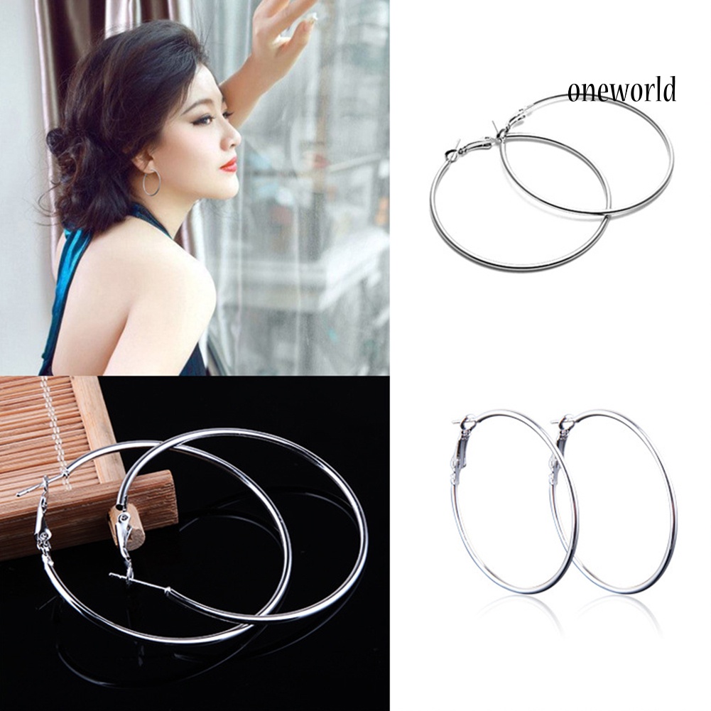 OW@ 1Pair Women Big Circle Charm Statement Hoop Earrings Evening Party Jewelry Gift