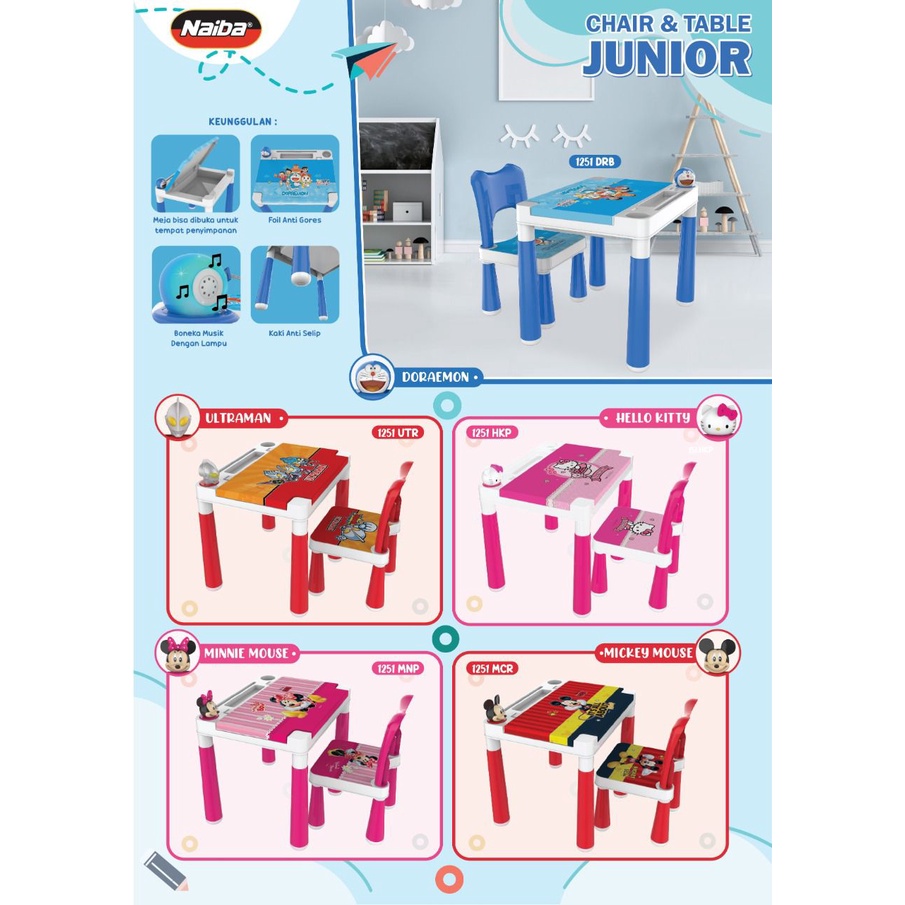 MEJA ANAK SET MEJA BELAJAR ANAK KURSI ANAK PRINTING NAIBA MEJA ANAK MEJA 1 SET DENGAN KURSI JUNIOR NAIBA 1251