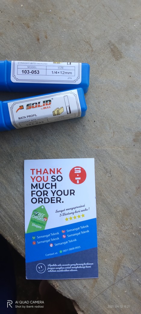 Mata Profil Router Trimmer Straight Korek Lurus 12mm Solid 103-053