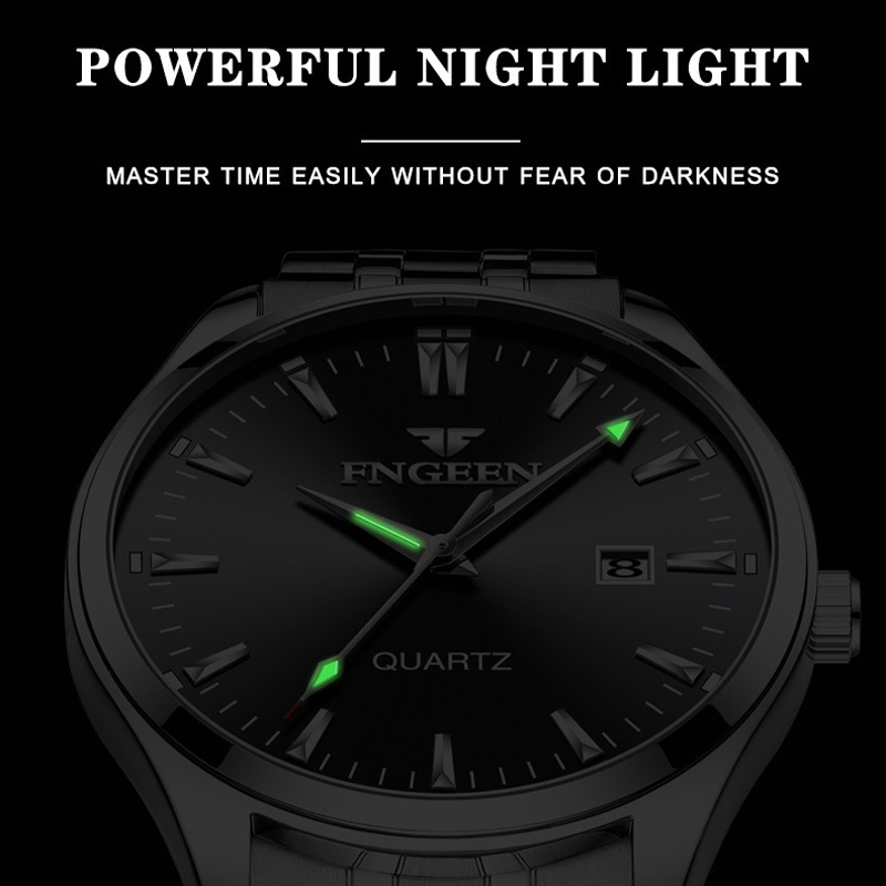 Original Fngeen 2111 Jam Tangan Pria Fashion Kasual Bisnis Stainless Steel Quartz Original Anti Air