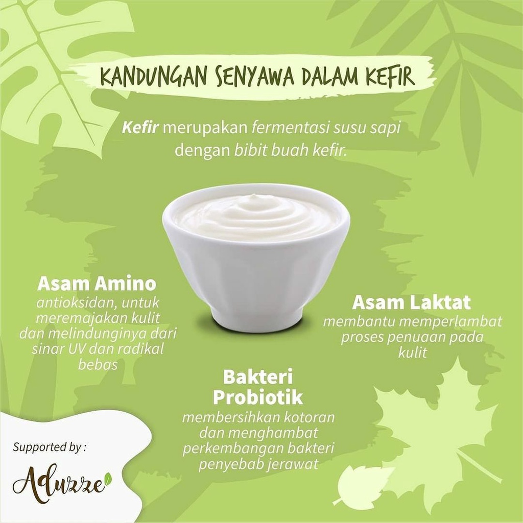 Sabun Herbal KEFIR Aduzze Melembabkan Memutihkan Mencerahkan Kulit Wajah dan Tubuh - Original isi 50 Gram