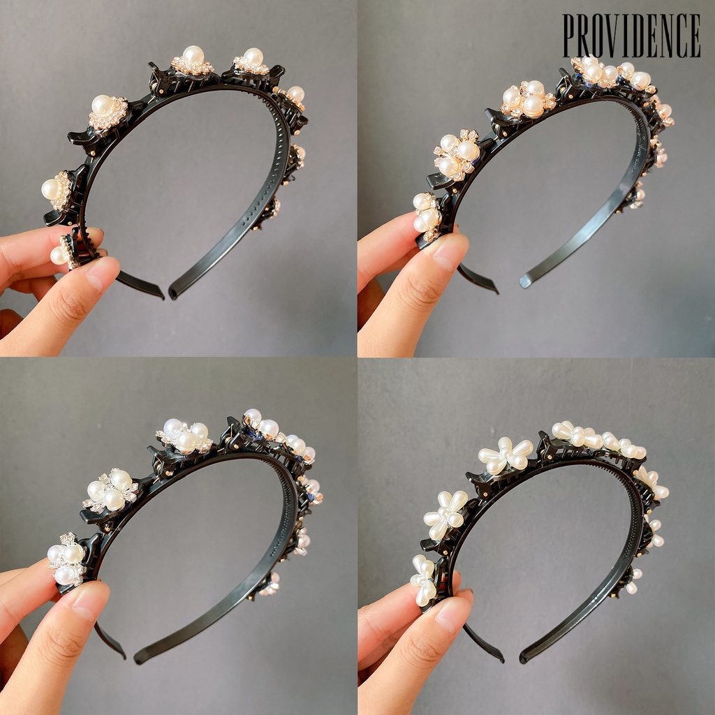 Providence Faux Pearl Eight Small Clips Headband Resin Double Layer Non-slip Bangs Clip Hair Hoop Hair Accessories