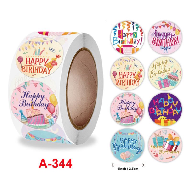

Sticker Stiker Roll Label Cookies Kue Permen Goodie HAPPY BIRTHDAY 3