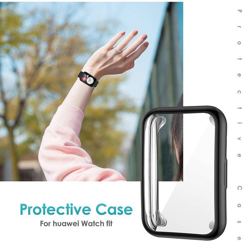 Casing Soft Case Bumper Full Screen Bahan TPU Untuk Huawei Watch Fit 2