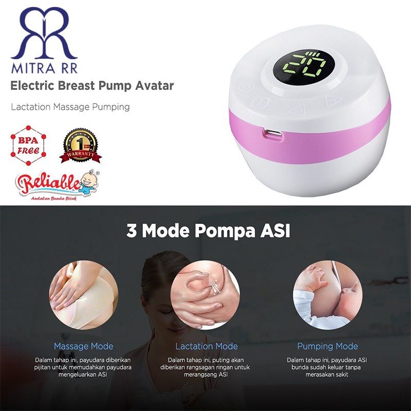 Reliable Electric Breast Pump Avatar / Pompa ASI Elektrik Single Portable USB Charge