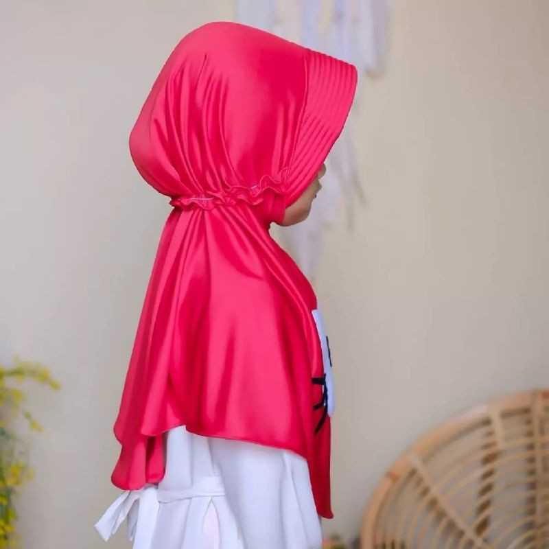 kerudung Sherly Motif Kucing anak instant Premium 3th - 6 tahun terbaru | jilbab lucu bayi Perempuan sekolah tk 4 - 5 thn | hijab Tanggung baby sd bahan jersey lembut adem