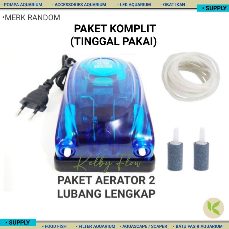 AIR PUMP AERATOR 2 LUBANG KOMPLIT TINGGAL PAKAI AERATOR AQUARIUM IKAN HIAS