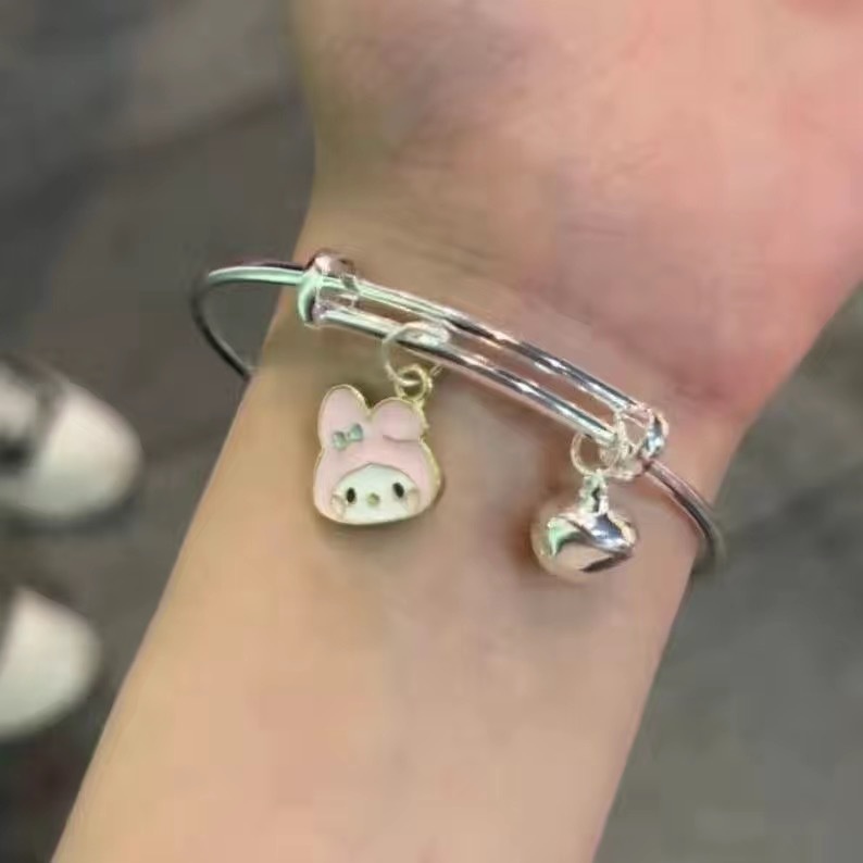 Gelang Bangles Desain Kartun Sanrio Melody Kuromi Bell Gaya Korea Untuk Wanita