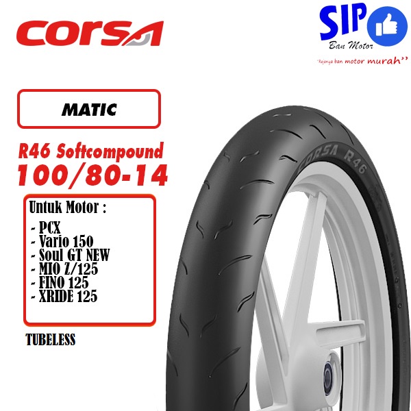 Ban motor matic Corsa R46 100 80 14 platinum tubeless beat mio vario