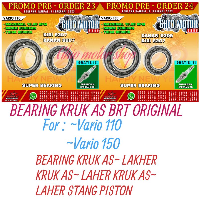 BEARING KRUK AS BRT  Vario 150 /BEARING STANG PISTON  RT VARIO 110 - VARIO 150 LAKHER KRUK AS VARIO 150 LAHER KRUK PISTON