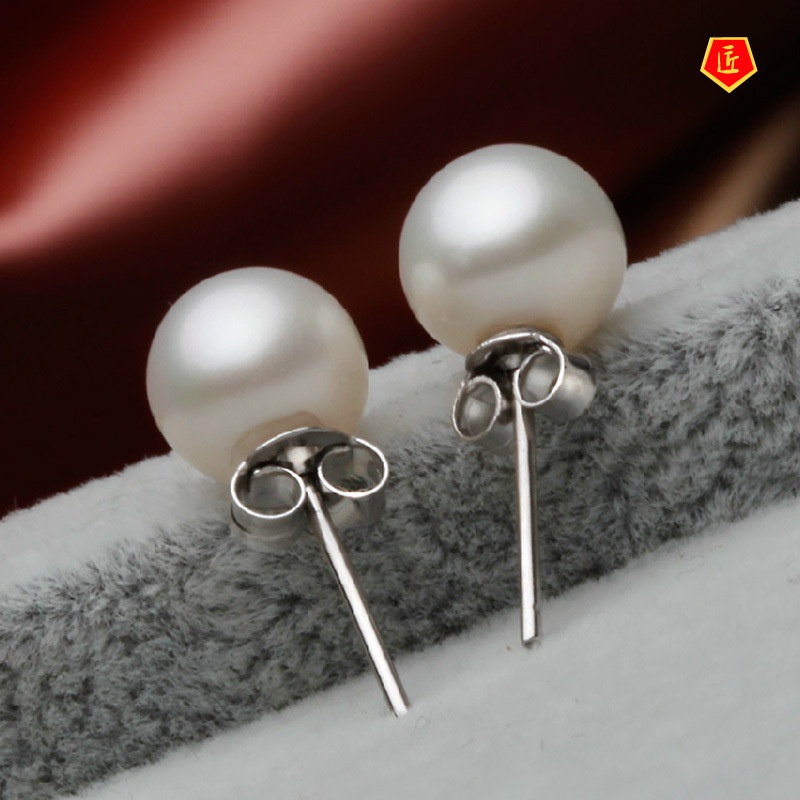 [Ready Stock]Simple Classic Women's Natural Pearl Stud Earrings