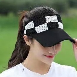 T&amp;Y  Topi Golf Rajut Motif Catur Baseball Cap Sport Senam Zumba Jogging Topi Pantai Korea Fashion Wanita Visor Hat Murah Import