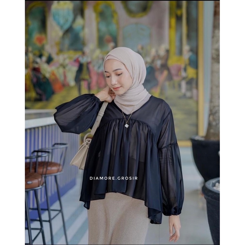 1 KG 6 PCS | RUFI KEMEJA LENGAN BALON /  ATASAN WANITA / JUMBO / KEMEJA WANITA / DEALOVA-4