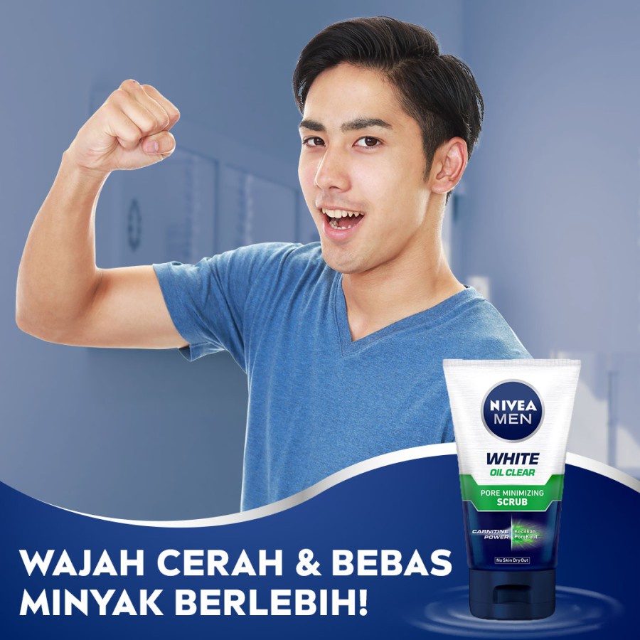 NIVEA MEN Bright Oil Clear Scrub 100ml - Sabun Wajah Pria Mencerahkan