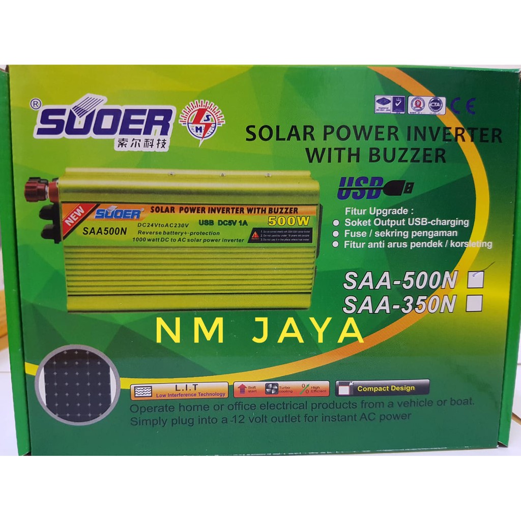 Solar Power Inverter 500 Watt 12V SUOER SAA 500N With Buzzer Original