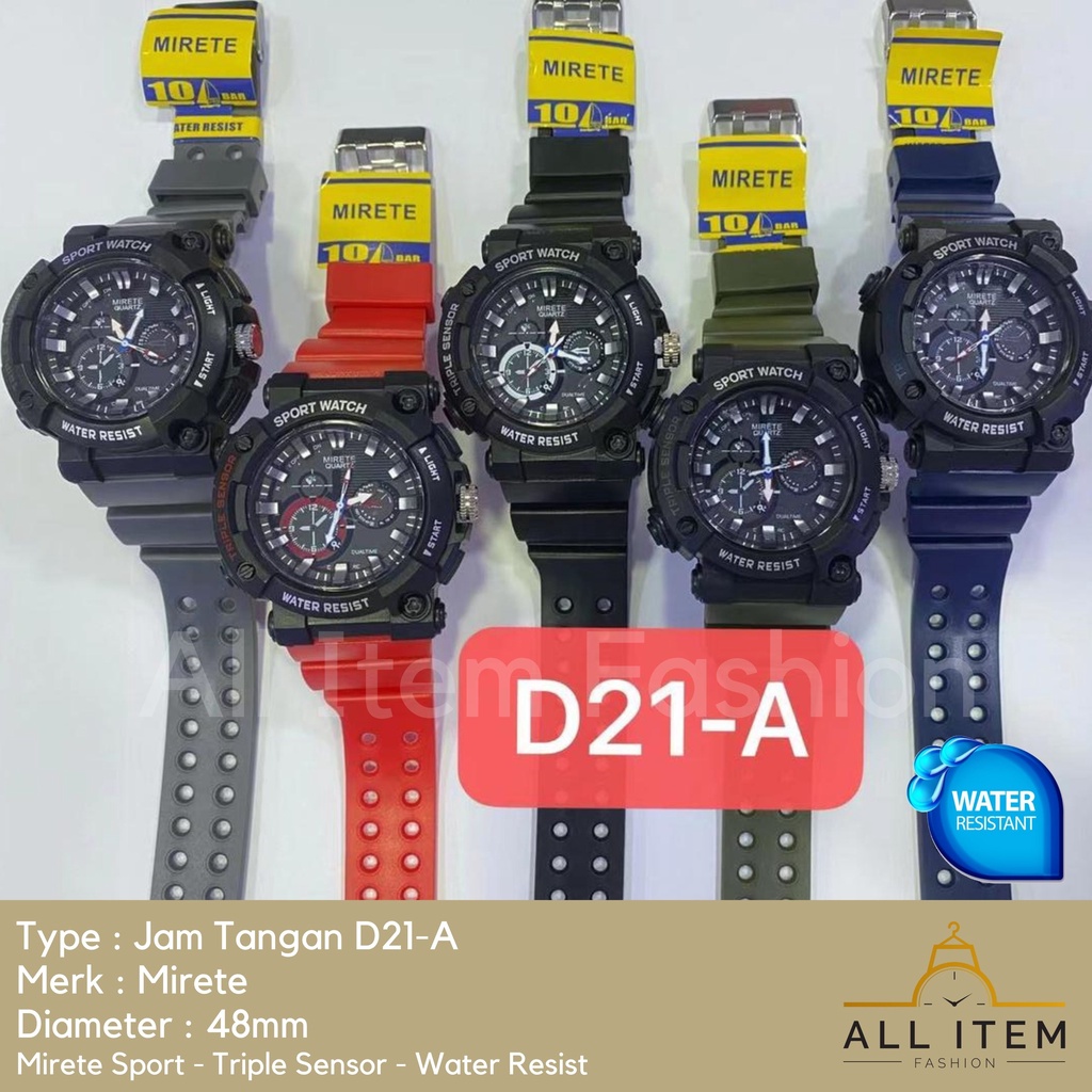 COD✅ JAM TANGAN MIRETE D21-A PRIA MEN SPORT WATCH ANALOG / JAM TANGAN / Jam Tangan Rubber Sport Bulat Pria Fashion Gaya Korea / Harga Grosir