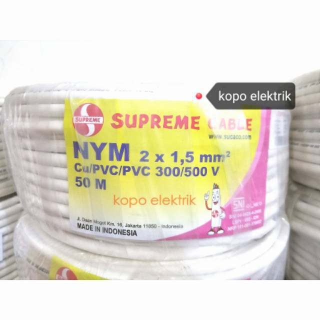 Kabel Supreme NYM 2x1.5 @ 50m 2x1,5 Tunggal