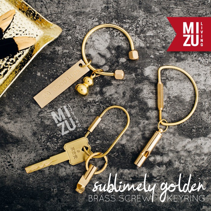 SUBLIMELY GOLDEN BRASS KEYRING Gantungan Kunci Emas Keys Organizer Keychain Screw Lock-2