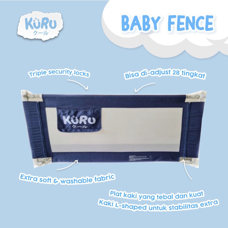 KURU Baby Bedrail 180cm Pembatas Pengaman Pagar Kasur Ranjang Bed Rail