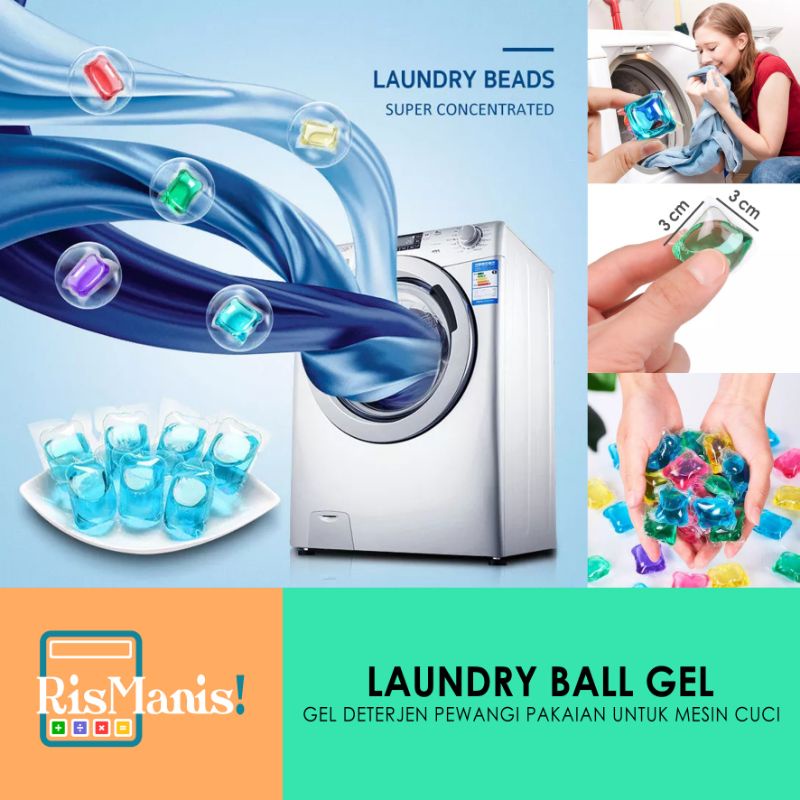 LAUNDRY BALL GEL - 1 pcs Bola Sabun Cuci Baju Deterjen Mesin Cuci Detergent Cair Wangi Mewah Busa Melimpah Pewangi Pakaian Pelembut Cucian Hemat Praktis