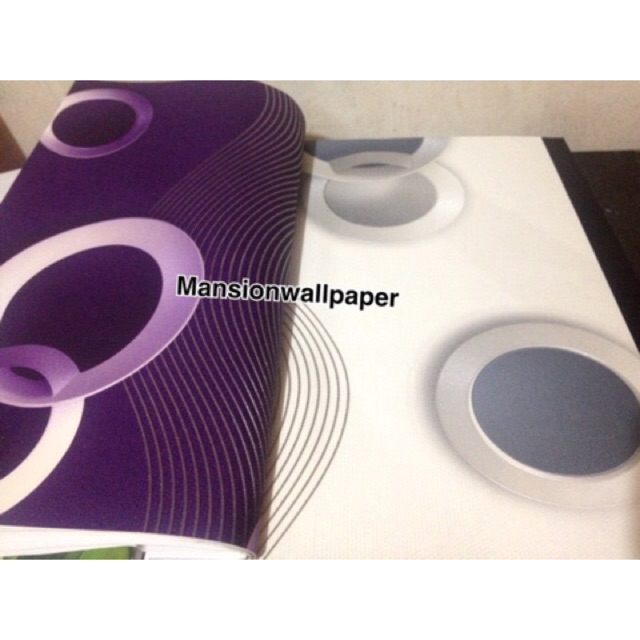 Wallpaper Dinding Lingkaran Bulat Ungu Putih Gold Hitam