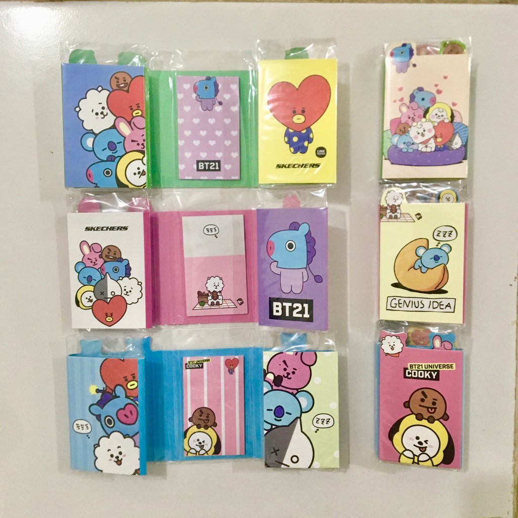 [BS] BISA COD KPOP Folding Memo Sticky Note BTS BT21 Skechers-1