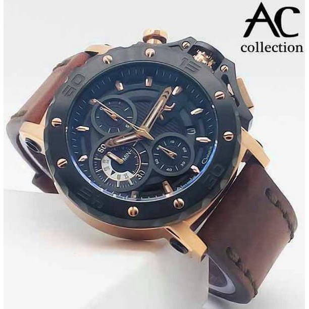 Jam tangan pria - Alexandre Christie 9205 RoseGold Leather