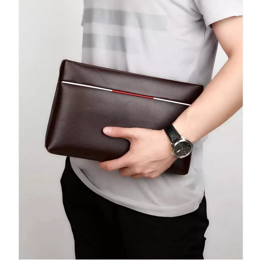 Handbag Pria Clutch Kulit PU Leather Berkwantitas Premium - Dompet besar Pria Men's Business - Handbag Clutch Besar Pria