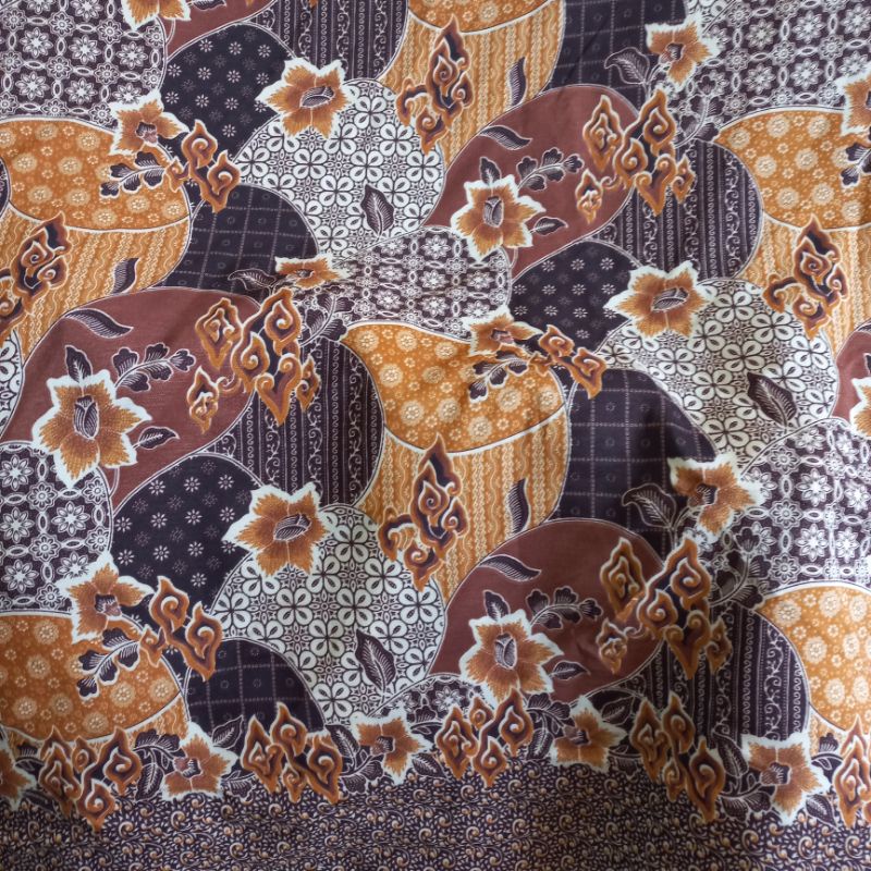 kain batik meteran batik bsy coklat halus