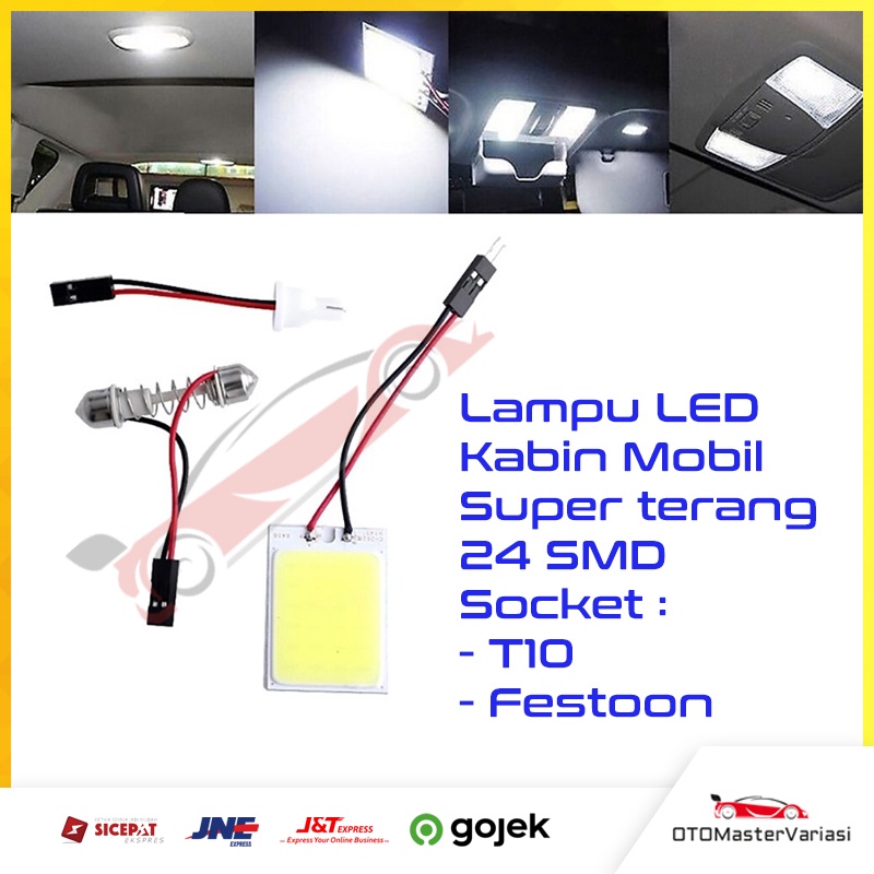 Lampu Kabin Cabin Mobil LED plafon Mobil Interior Festoon T10 24 Titik Super Terang Universal