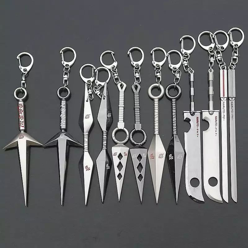 Gantungan kunci kunai senjata pedang anime naruto unik hiraishin minato shuriken kubikiribocho kusanagi sanjin no ogama keychain untuk motor tas mobil dompet