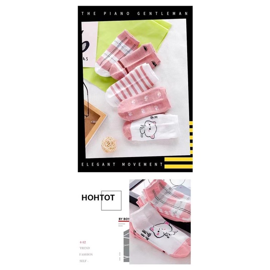 ☀ Sunly ☀ A103 Kaos Kaki Wanita Motif Pink Cat Kucing Meow Fashion Korea Women Sock Import Murah