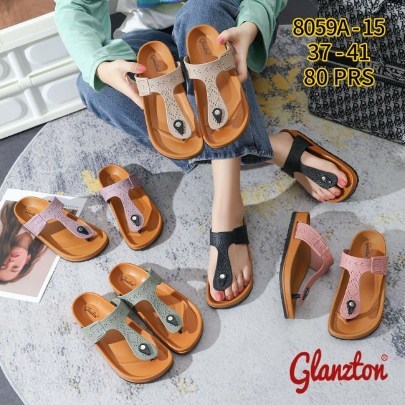 Sandal Jelly Wanita Sandal Japit Sandal Santai Glanzton 8059A Terbaru