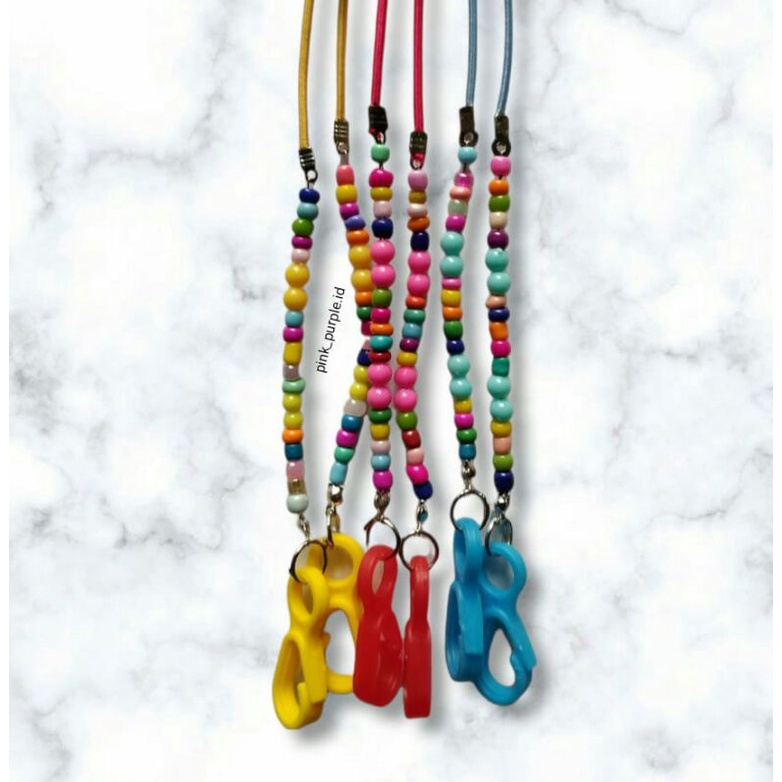 Tali gantungan masker 2in1 strap masker manik manik simple