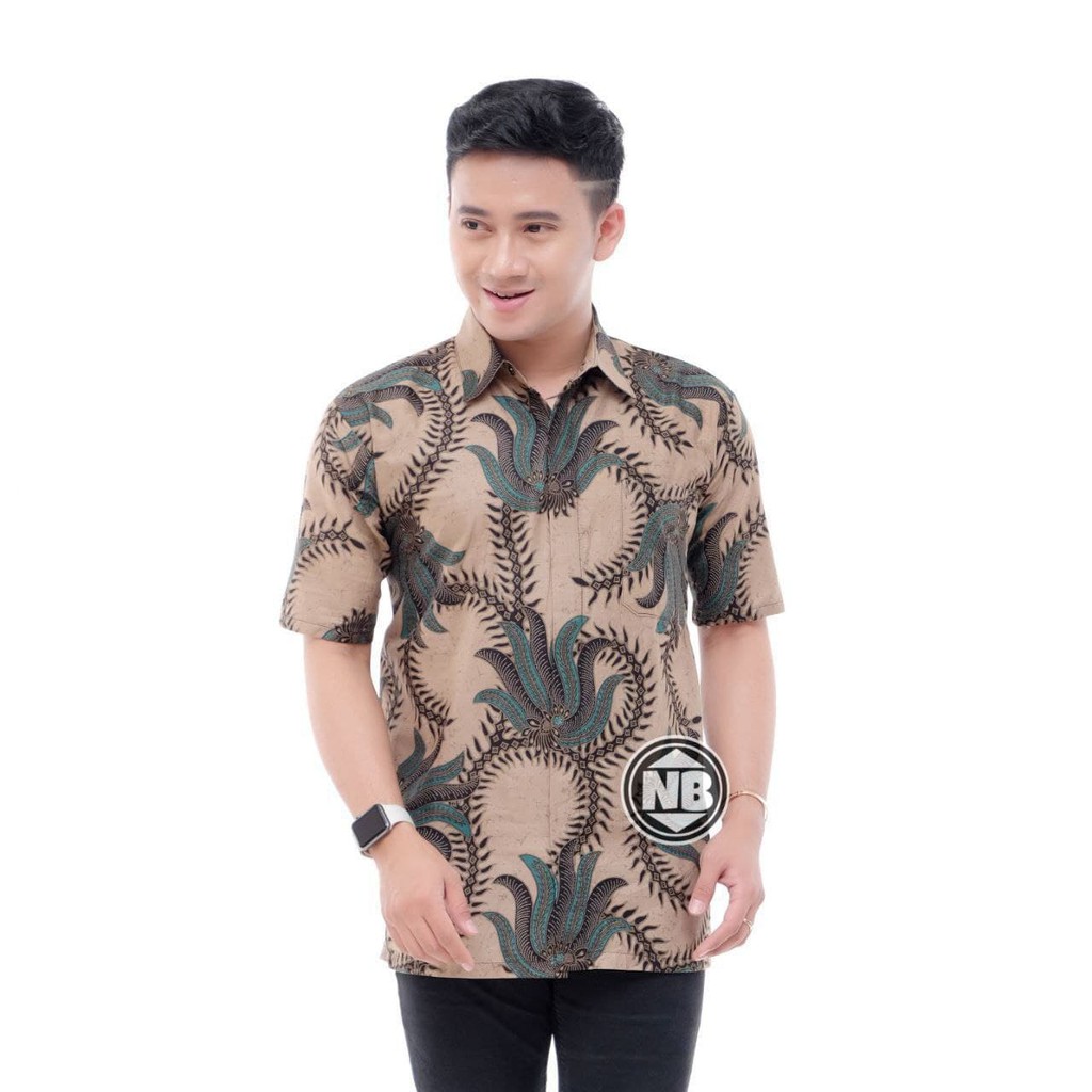 BAJU BATIK PRIA LENGAN PENDEK JUMBO M L XL XXL - HEM BATIK PRIA LENGAN PENDEK PEKALONGAN