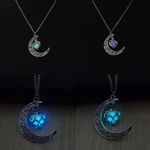 Hu Hu Hu Hu Hu Alat Bantu Pasang Kacamata♡ Kalung Rantai Liontin Bulan Sabit Hollow Hias Batu Turquoise Untuk Wanitahadiah Halloween