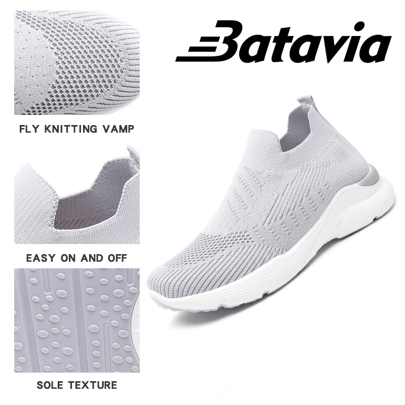 （COD）Batavia Impor Baru Sepatu Wanita Sneakers Bernapas Tipis Kasual Mesh Rajutan fashion Sepatu Wanita Sepatu Lari A24