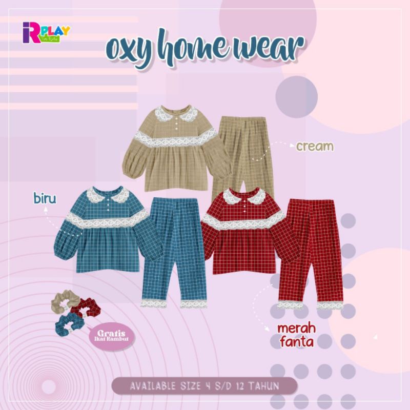 Afsheenastore Set Oxy Homewear / Setelan Anak Perempuan 4-12T