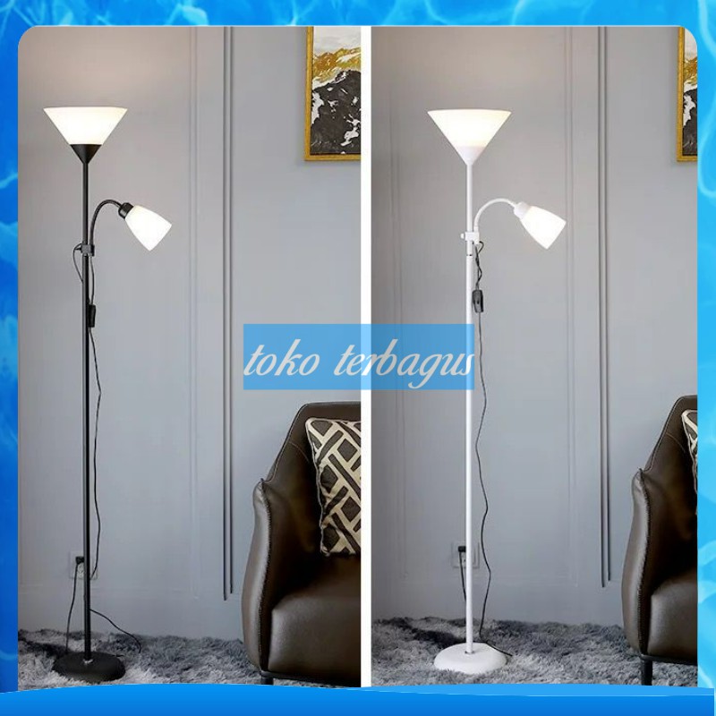 lampu meja stand lampu lantai berdiri double lamp standing lamp